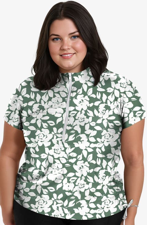Plus Size Half-Zip Adele Swim Top