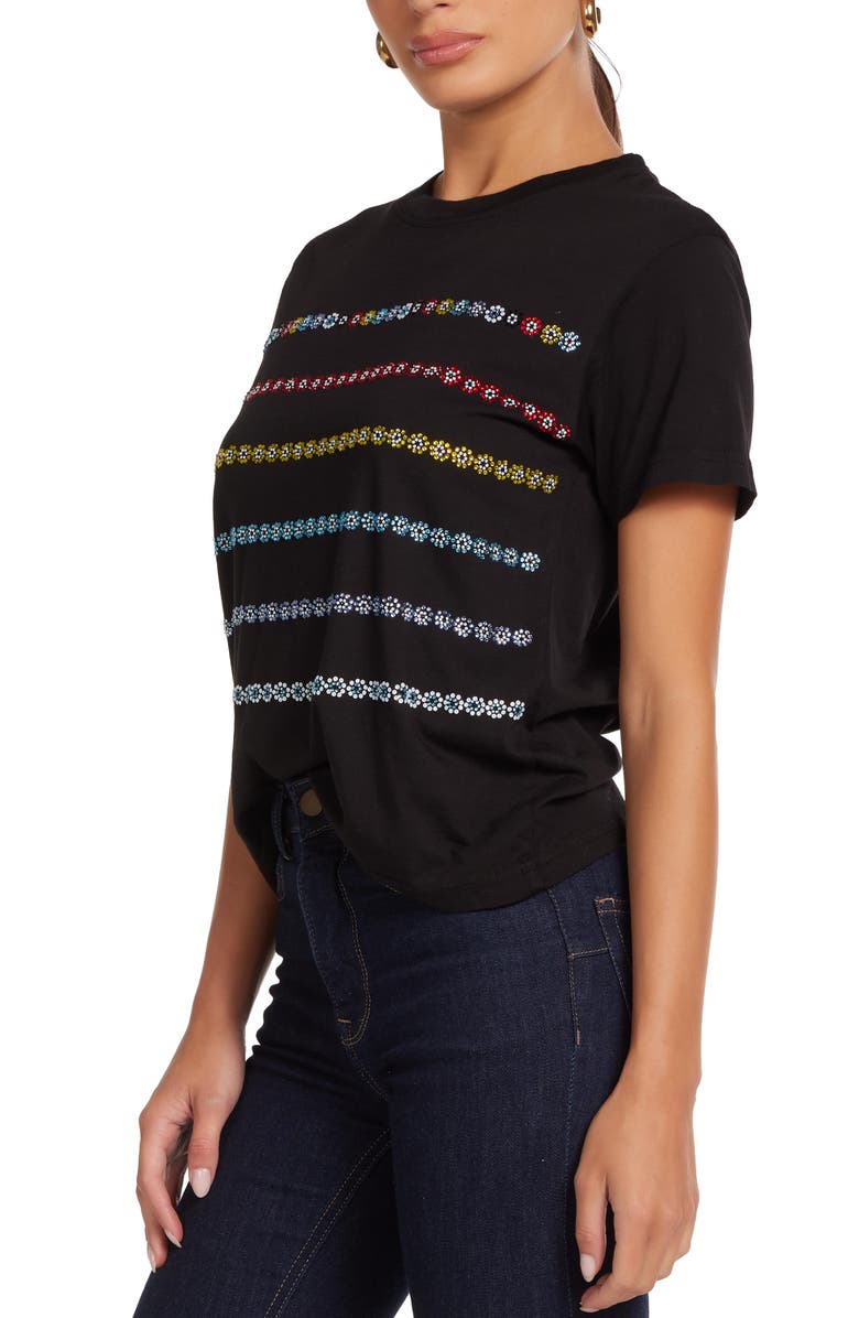 Lauren Moshi Ursula Crystal Evil Eye Stripe Top, Alternate, color, Black