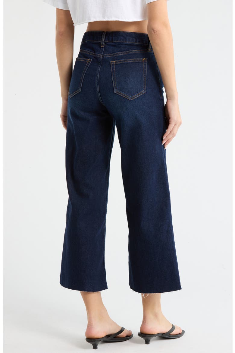 Dylan Raw Hem Crop Wide Leg Jeans, Alternate, color, DARK WASH