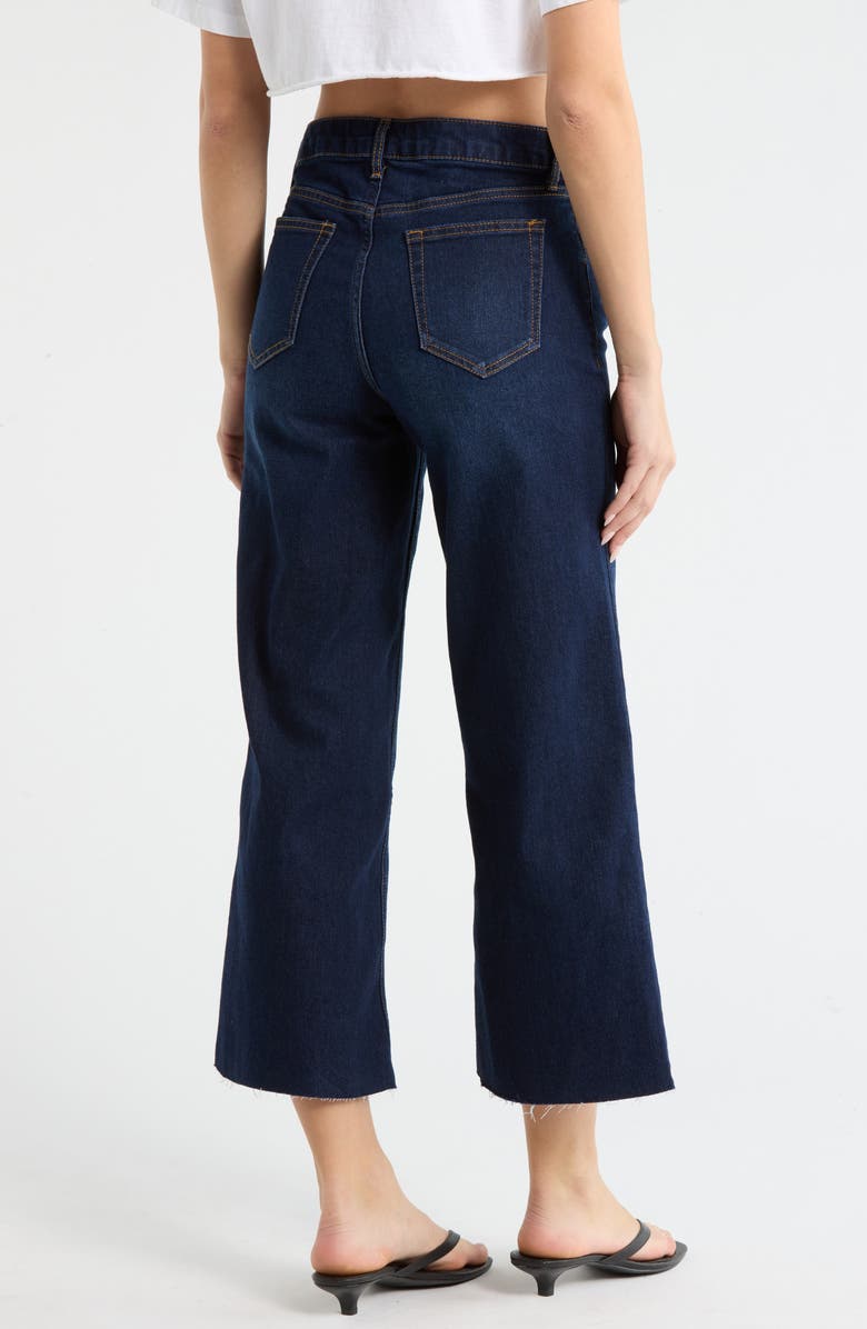 Vigoss Dylan Raw Hem Crop Wide Leg Jeans, Alternate, color, Dark Wash