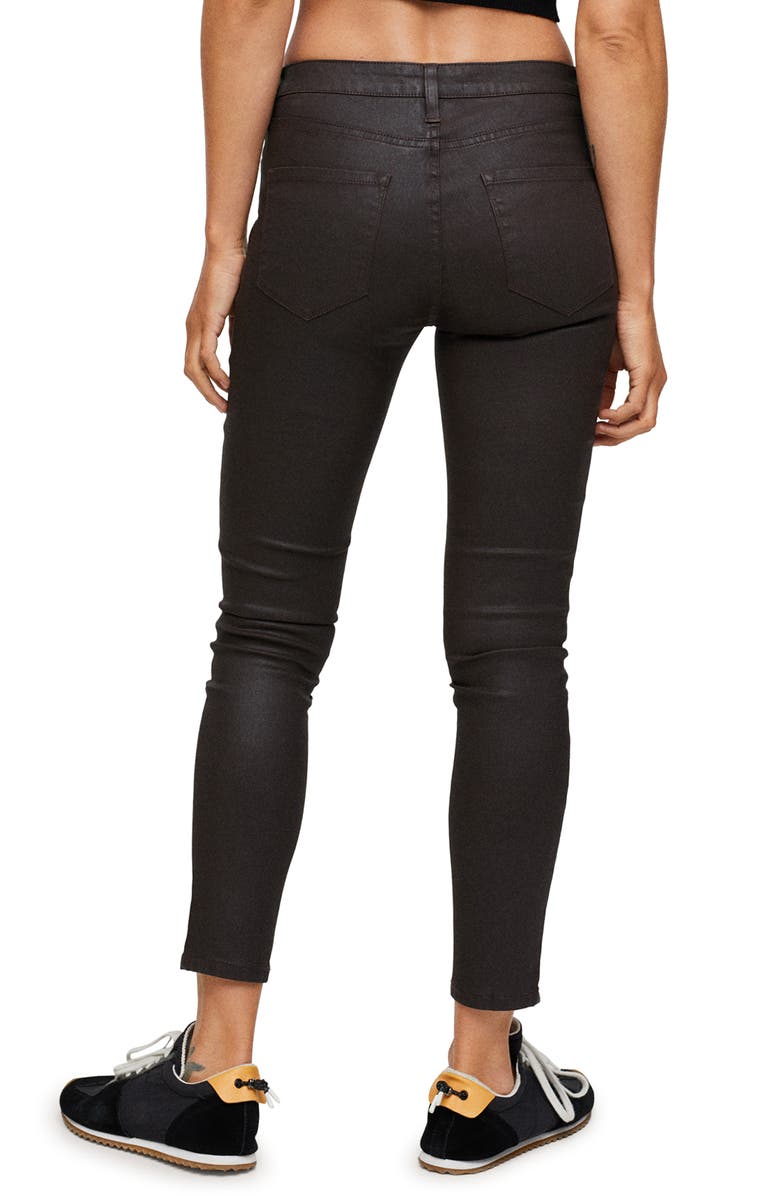 MANGO Isa Coated Ankle Skinny Jeans, Alternate, color,