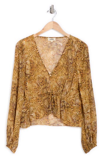 L Agence L'agence Pixie Drawstring Blouse In Gold Multi Mix Animal