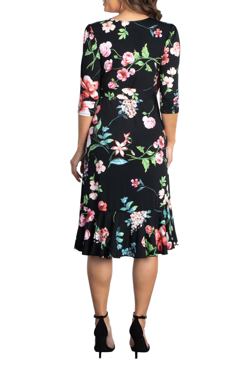 Flirty Flounce Floral Print Wrap Dress, Alternate, color, MIDNIGHT MEADOW