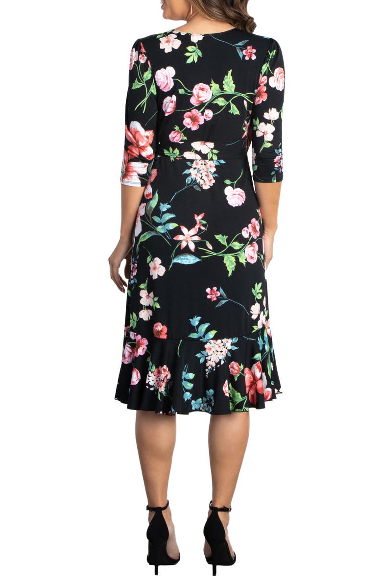 Kiyonna Flirty Flounce Floral Print Wrap Dress, Alternate, color, 