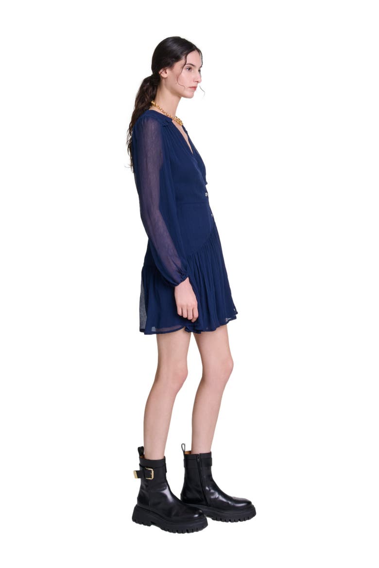 Short ruffled dress, Alternate, color, Navy