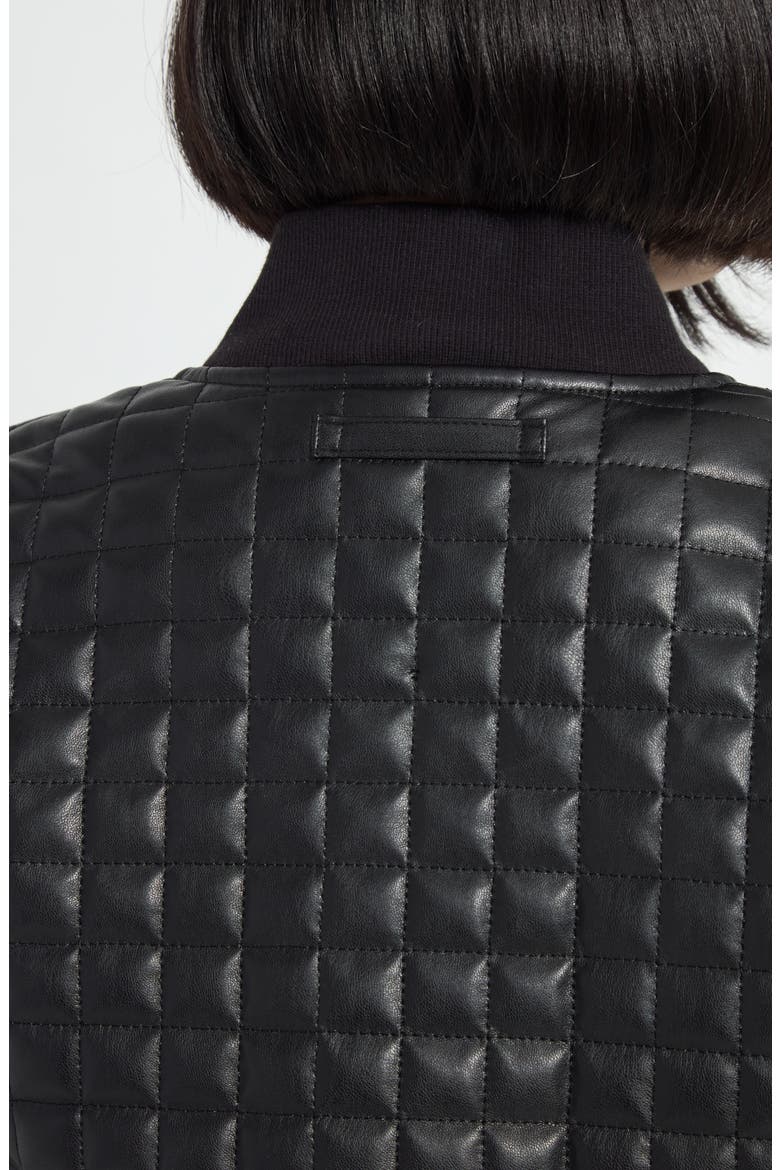 Agnes Quilted Faux Leather Jacket, Alternate, color, BLACK