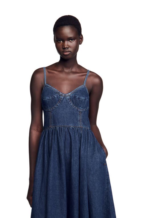 Shop Sandro Midi Denim Dress