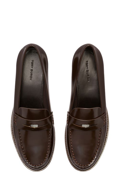 Tory Burch Penny Leather Loafers In Brown