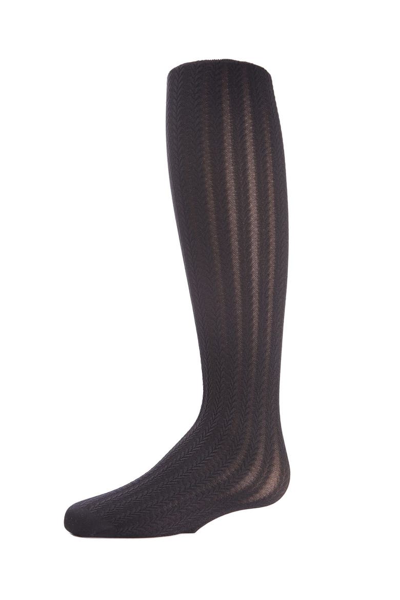 Classic Braid Pattern Slightly Sheer Tights, Main, color, Black