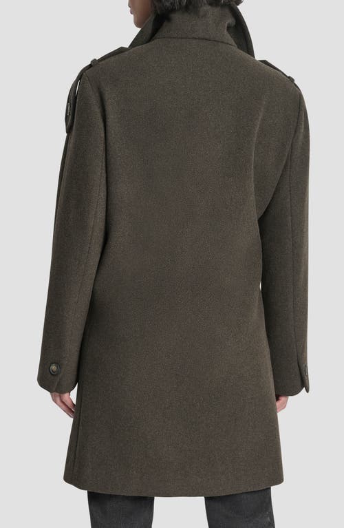 Dkny Double Breasted Wool Blend Military Coat In Green