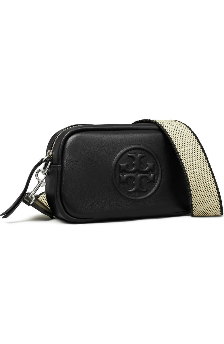 Tory Burch Mini Miller Soft Leather Crossbody Bag, Alternate, color, Black