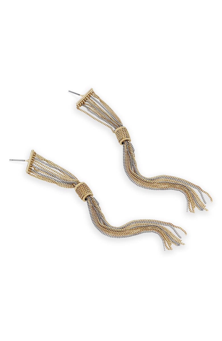 AllSaints Two-Tone Curb Chain Linear Drape Earrings, Alternate, color, Gold