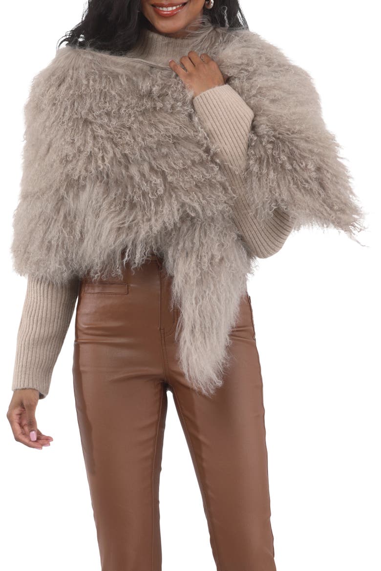 Select Genuine Shearling Shawl, Main, color, SILVER BLUE