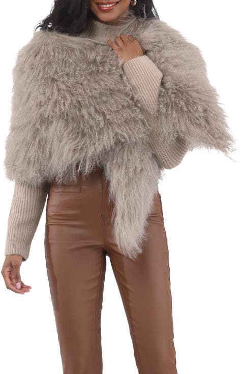 Select Genuine Shearling Shawl