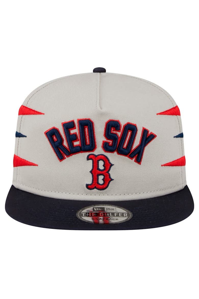 Men's New Era Cream Boston Red Sox Iron Golfer Snapback Hat, Alternate, color, Cream