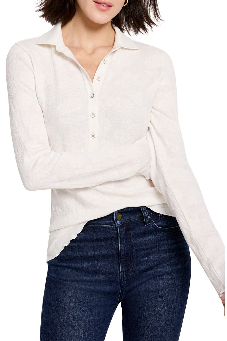 Collared Lace Jacquard Knit Top, Main, color, CLASSIC CREAM