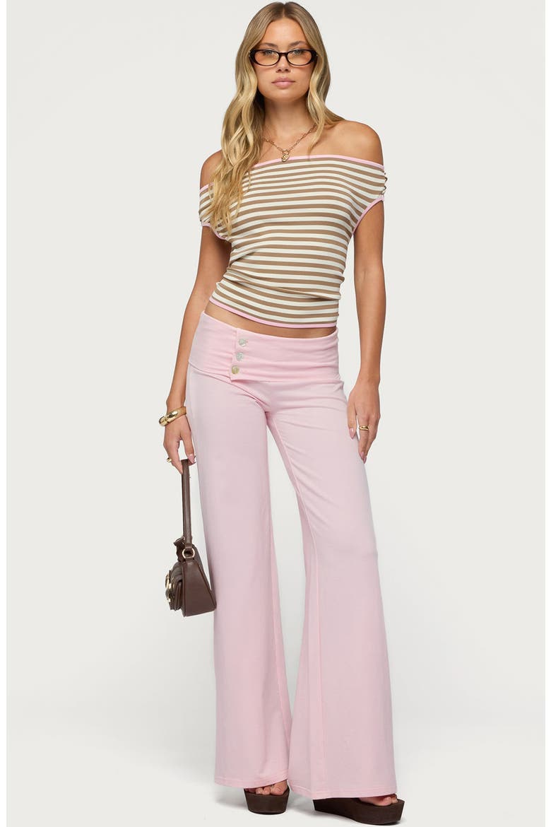 Poppy Wide Leg Button Foldover Pants, Alternate, color, PINK
