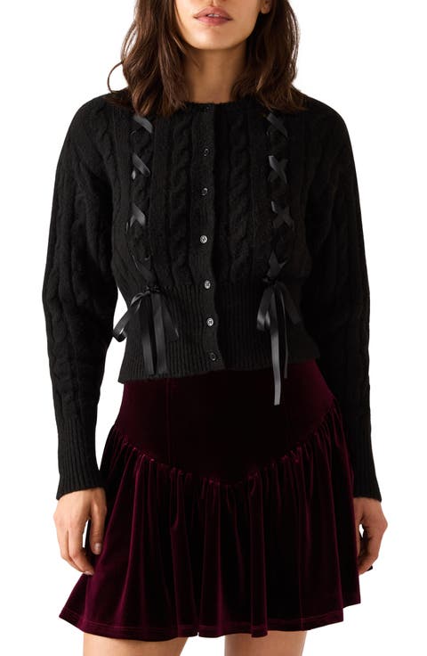 Saidee Ribbon Detail Cable Cardigan