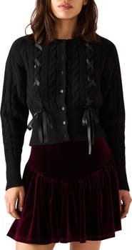 Steve Madden Saidee Ribbon Detail Cable Cardigan