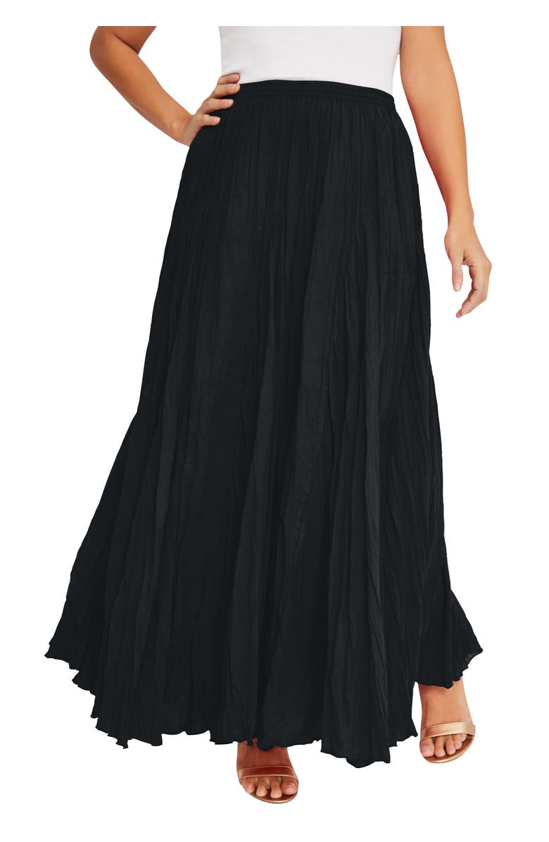 Jessica London Flowing Crinkled Maxi Skirt, Main, color, Black
