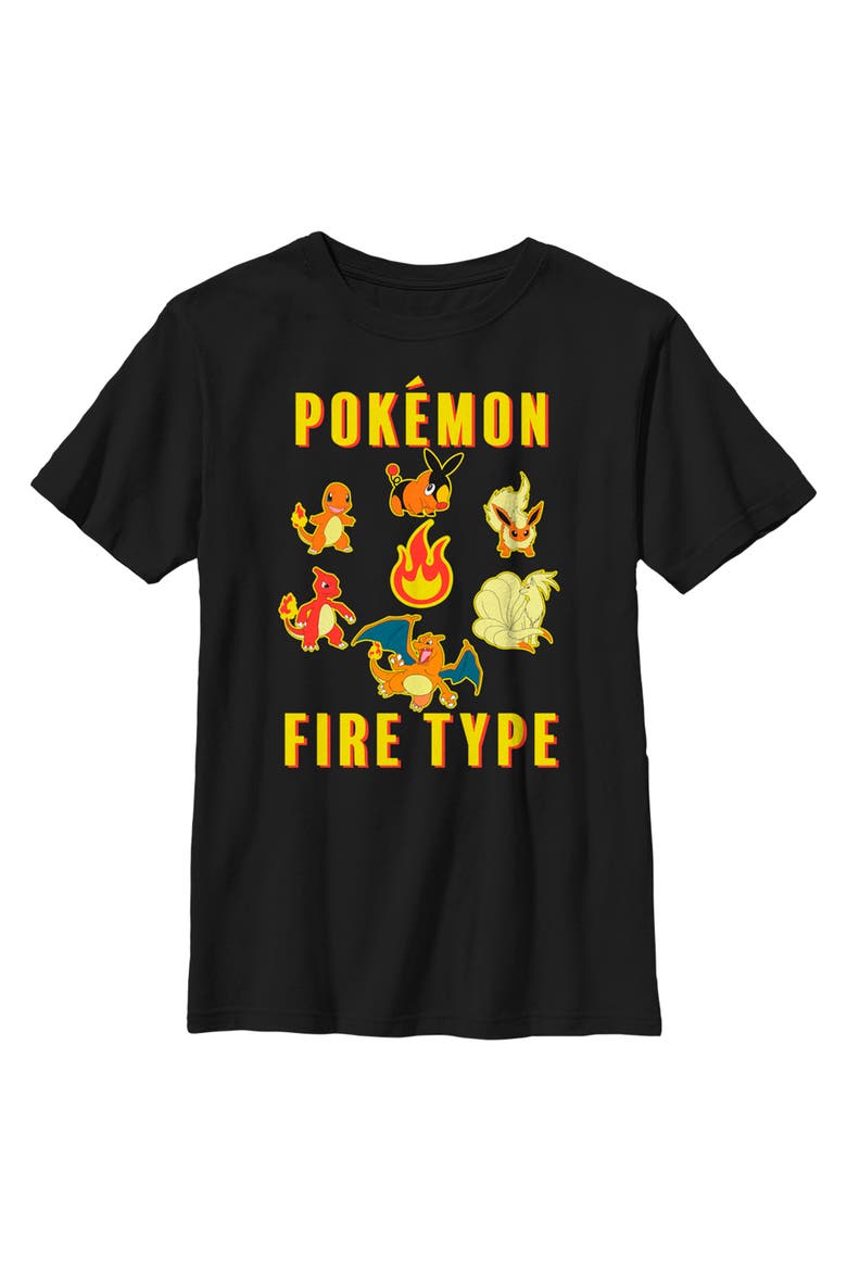 Boy's Pokemon Generations Fire Type  Graphic T-Shirt, Main, color, Black