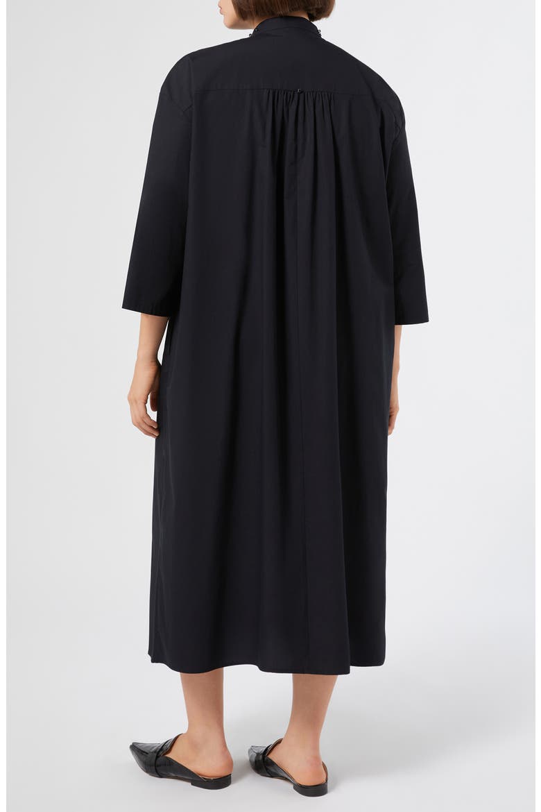 Sulmona Bead Detail Tie Neck Cotton Poplin Dress, Alternate, color, BLACK