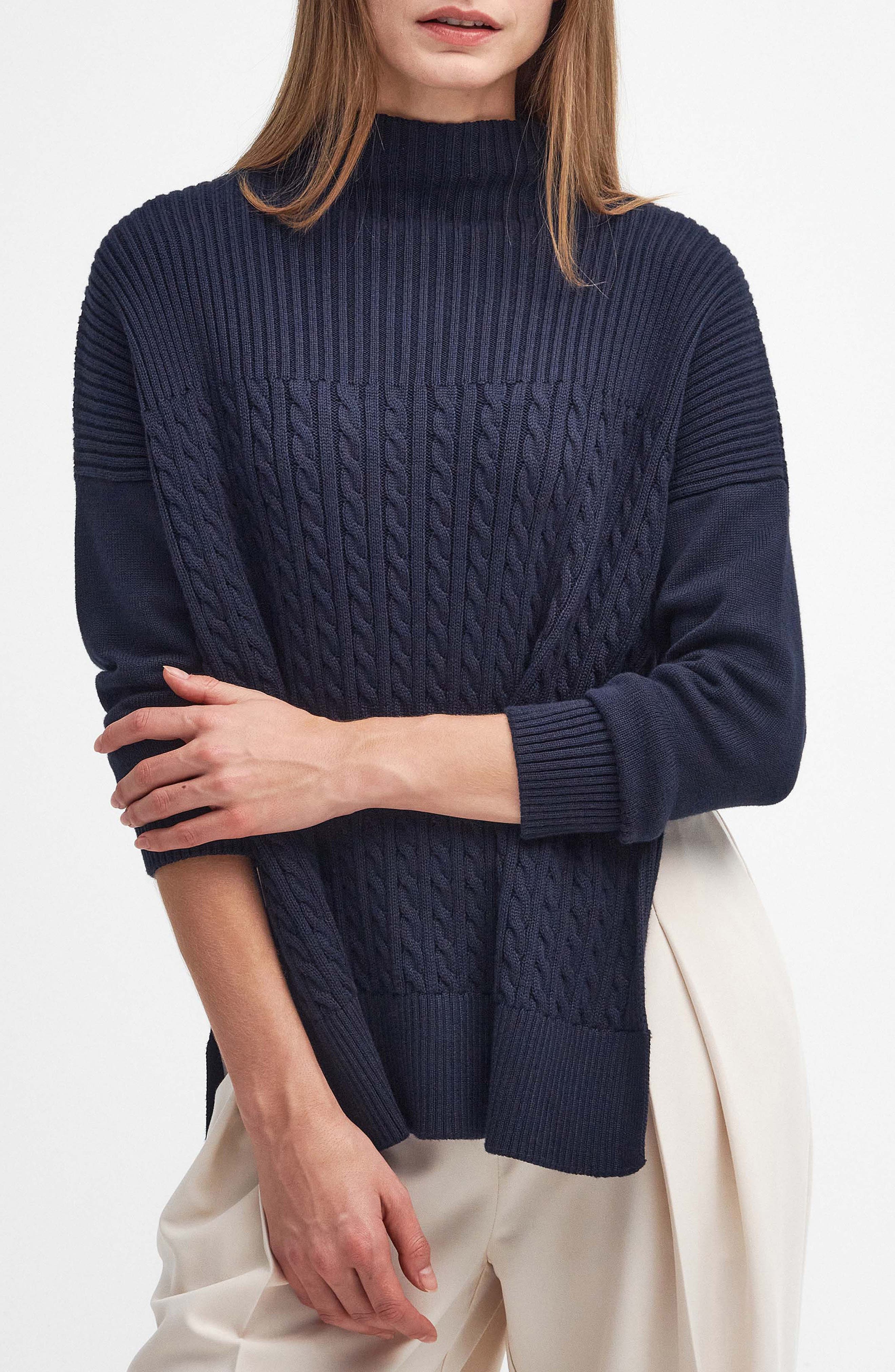 Barbour Guernsey Mix Stitch Cotton Cape Sweater