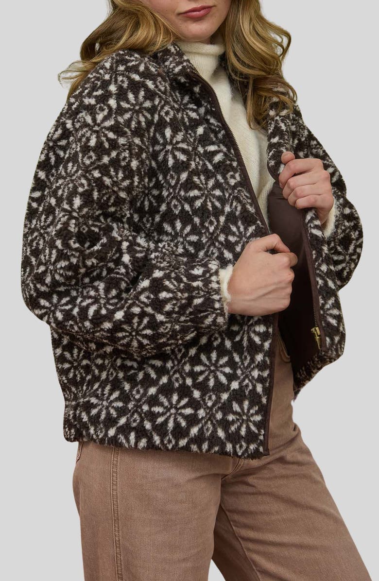 Blu Pepper Geometric Print Fleece Jacket, Alternate, color, Dark Brown