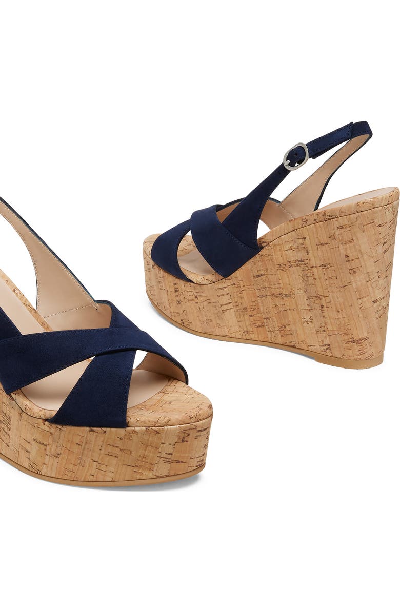 Stuart Weitzman Dayna Slingback Platform Wedge Sandal, Alternate, color, Nice Blue