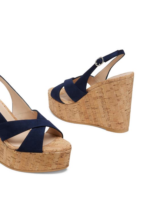 Shop Stuart Weitzman Dayna Slingback Platform Wedge Sandal In Nice Blue