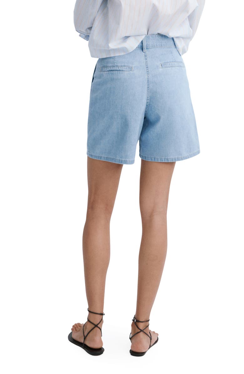 MANGO Amelie Pleated Bermuda Shorts, Alternate, color, Light Blue