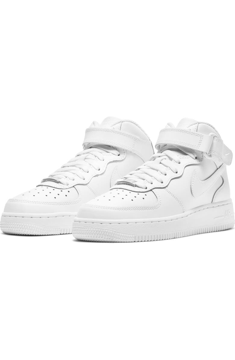 Nike Kids' Air Force 1 Mid Sneaker, Main, color, White/ White