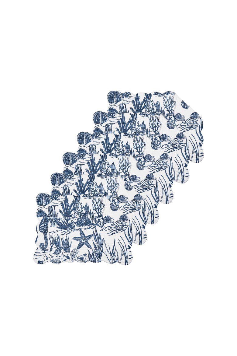 Reef Shores Placemats Set of 6, 13" x 19", Alternate, color, Blue