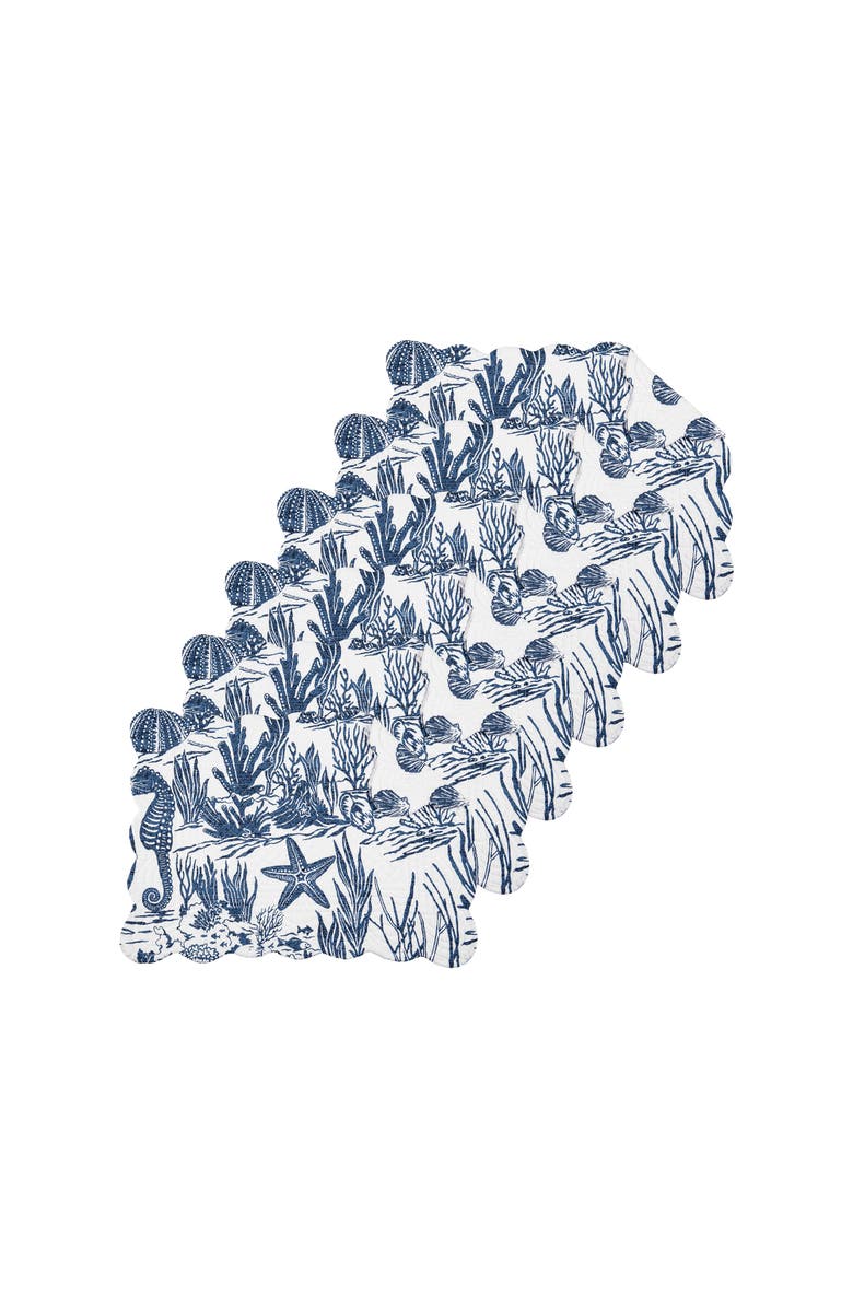 C&F Home Reef Shores Placemats Set of 6, 13" x 19", Alternate, color, Blue