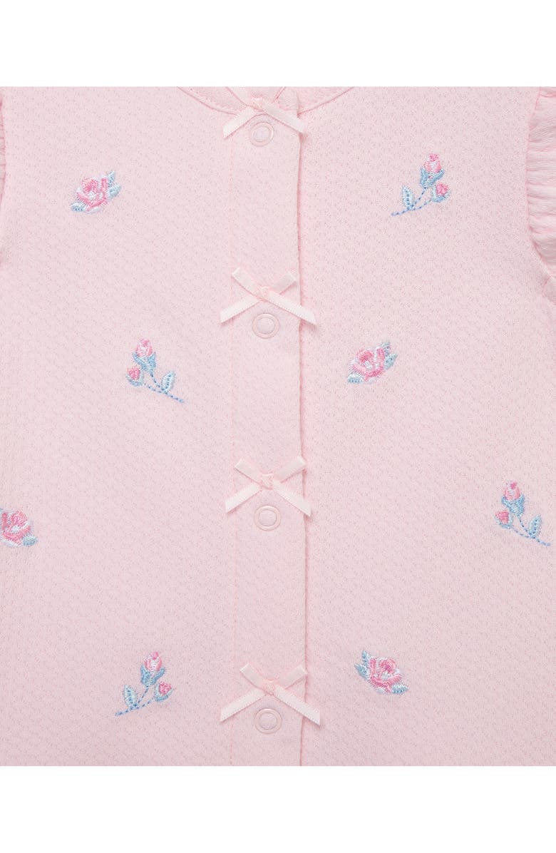 Little Me Rosebud Embroidered Cotton Romper & Hat Set, Alternate, color, Pink