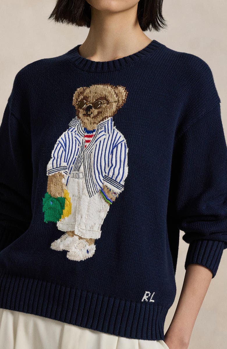 Polo Ralph Lauren Polo Bear Intarsia Cotton Crewneck Sweater, Alternate, color, 