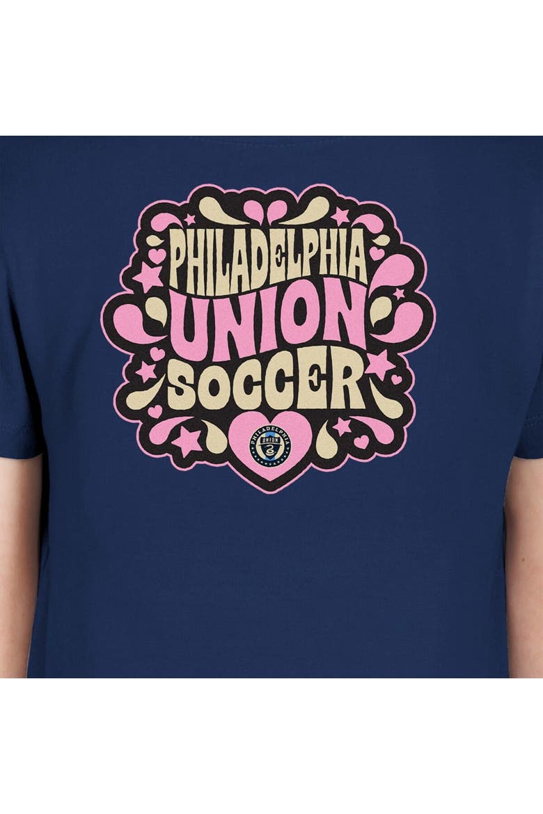 Girls Youth New Era Navy Philadelphia Union Bubble Heart T-Shirt, Alternate, color, Navy