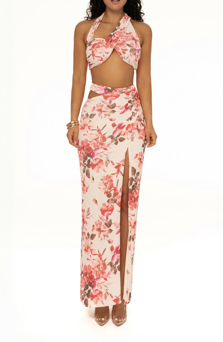 JLUXLABEL New Age Floral Crop Top & Skirt Set, Main, color, 