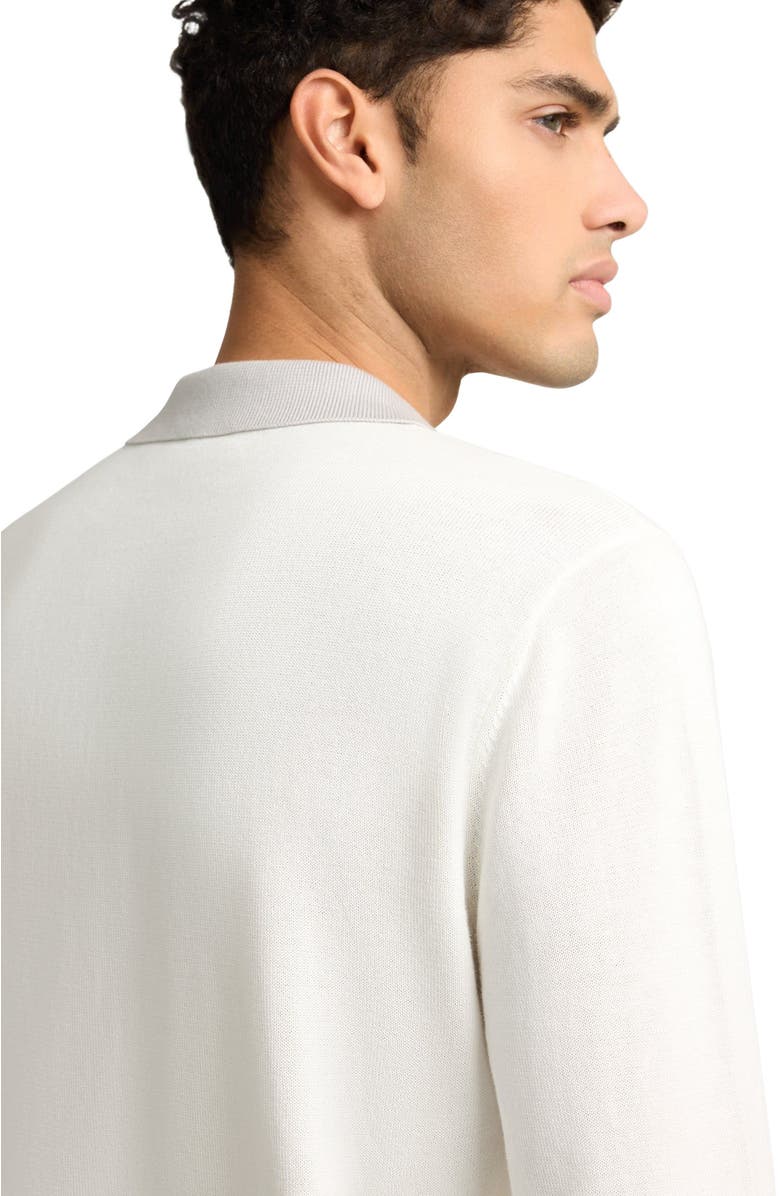 Onia Cotton Knit Long Sleeve Polo Sweatshirt, Alternate, color, Quiet Grey/Whte