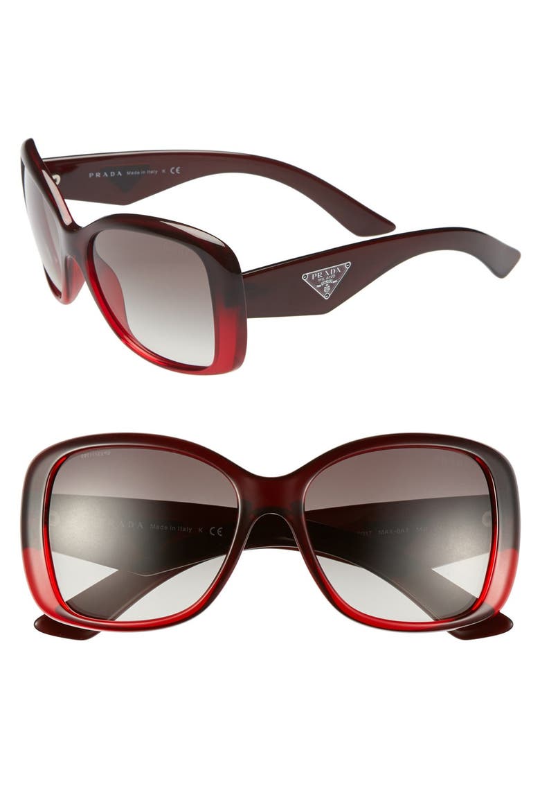 57mm Oversized Sunglasses, Main, color, BURGUNDY