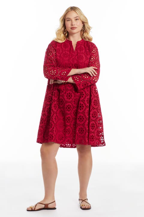 Eyelet Midi Shirtdress (Plus)