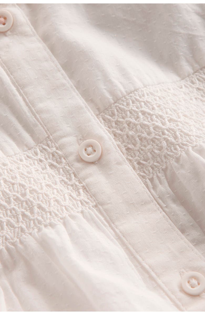 Mini Boden Kids' Smocked Cotton Button-Up Shirt, Alternate, color, Soft Ivory