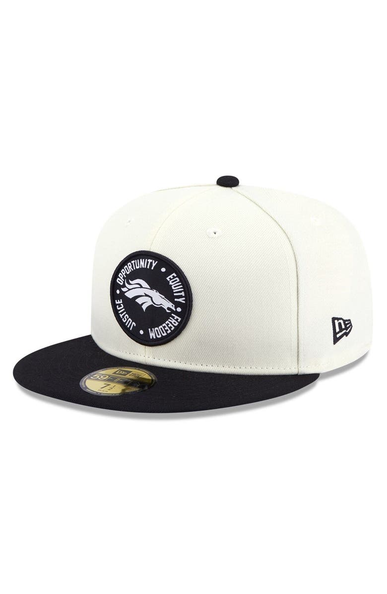 New Era Men's New Era Cream/Black Denver Broncos 2022 Inspire Change 59FIFTY Fitted Hat, Alternate, color,