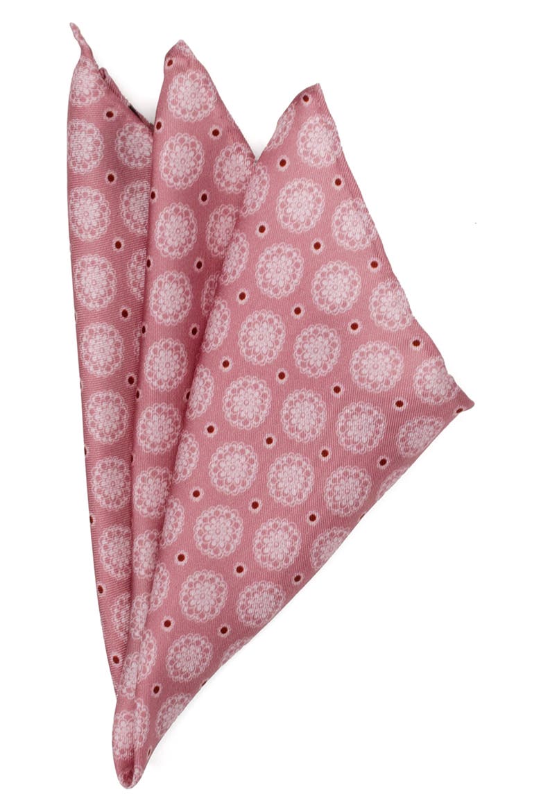 Floral Silk Pocket Square, Main, color, PINK