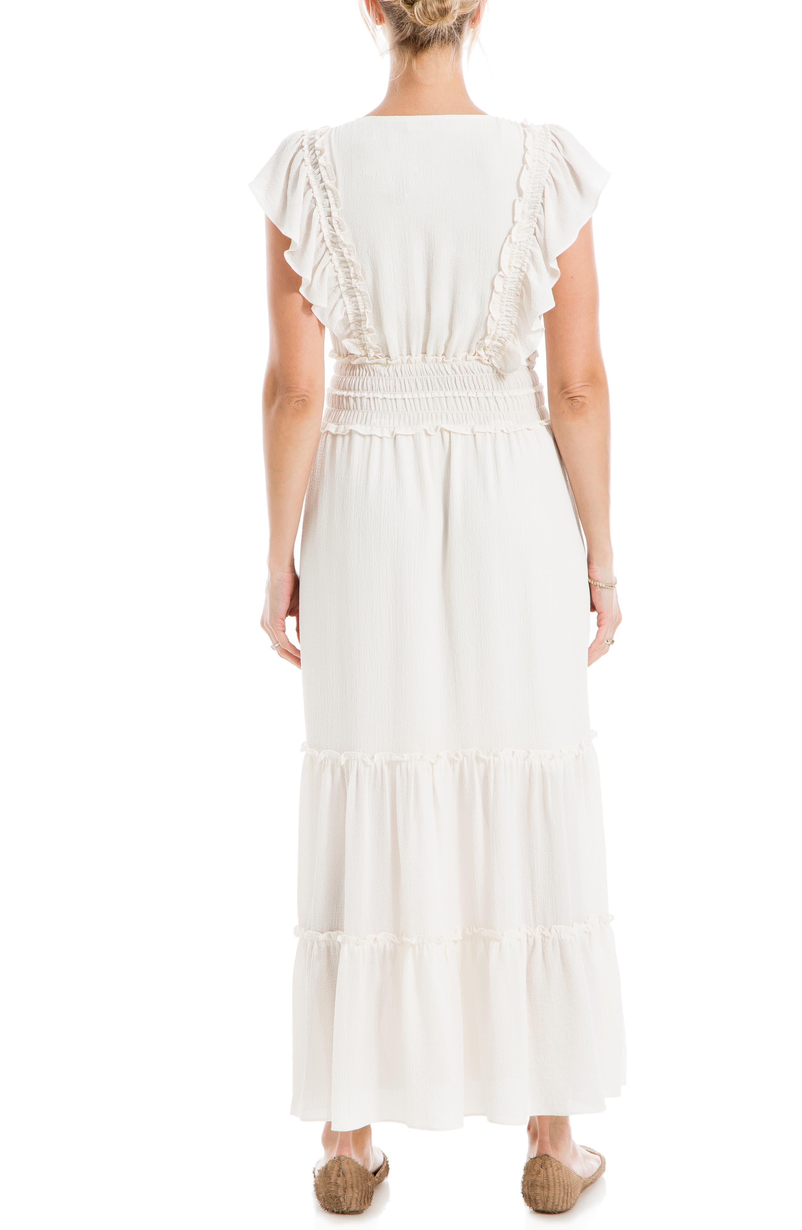 Pebble Crepe Flutter Sleeve Maxi Dress - image 2