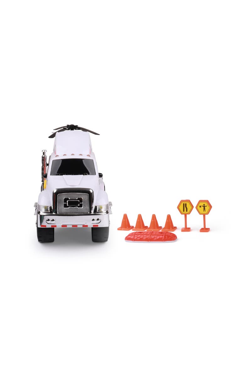 Funrise Mighty Fleet Titans Flatbed Truck With Helicopter, Alternate, color, Multicolored