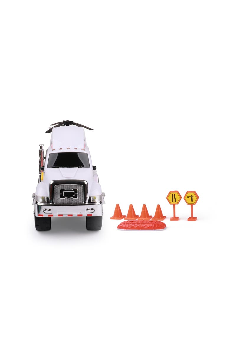 Mighty Fleet Funrise Mighty Fleet Titans Flatbed Truck With Helicopter, Alternate, color, Multicolored