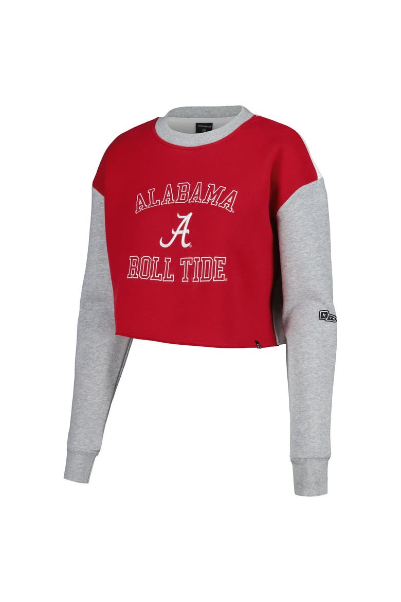 Women's Hype and Vice Crimson Alabama Crimson Tide Colorblock Rookie Crew Pullover Sweatshirt, Alternate, color, Crimson