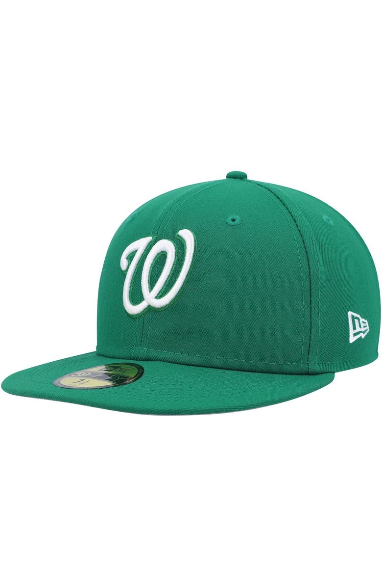 New Era Men's New Era Kelly Green Washington Nationals White Logo 59FIFTY Fitted Hat, Main, color, 