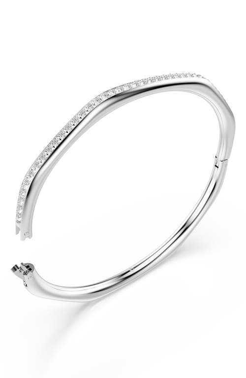 Swarovski Dextera Pave Crystal Geometric Bangle Bracelet In Silver